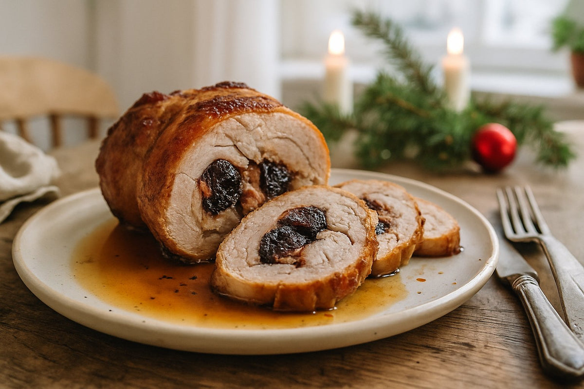 Kerstrollade met pruimen uit de oven