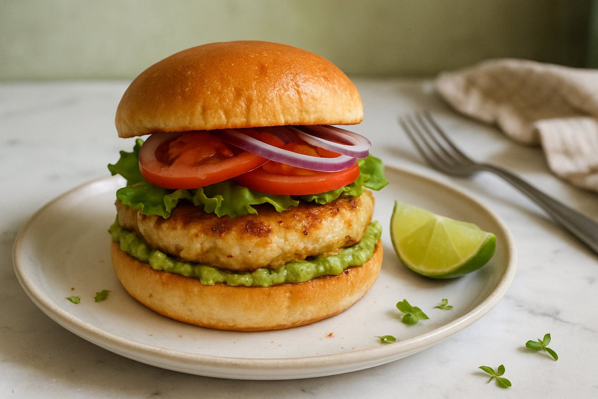 Kipburger met avocado