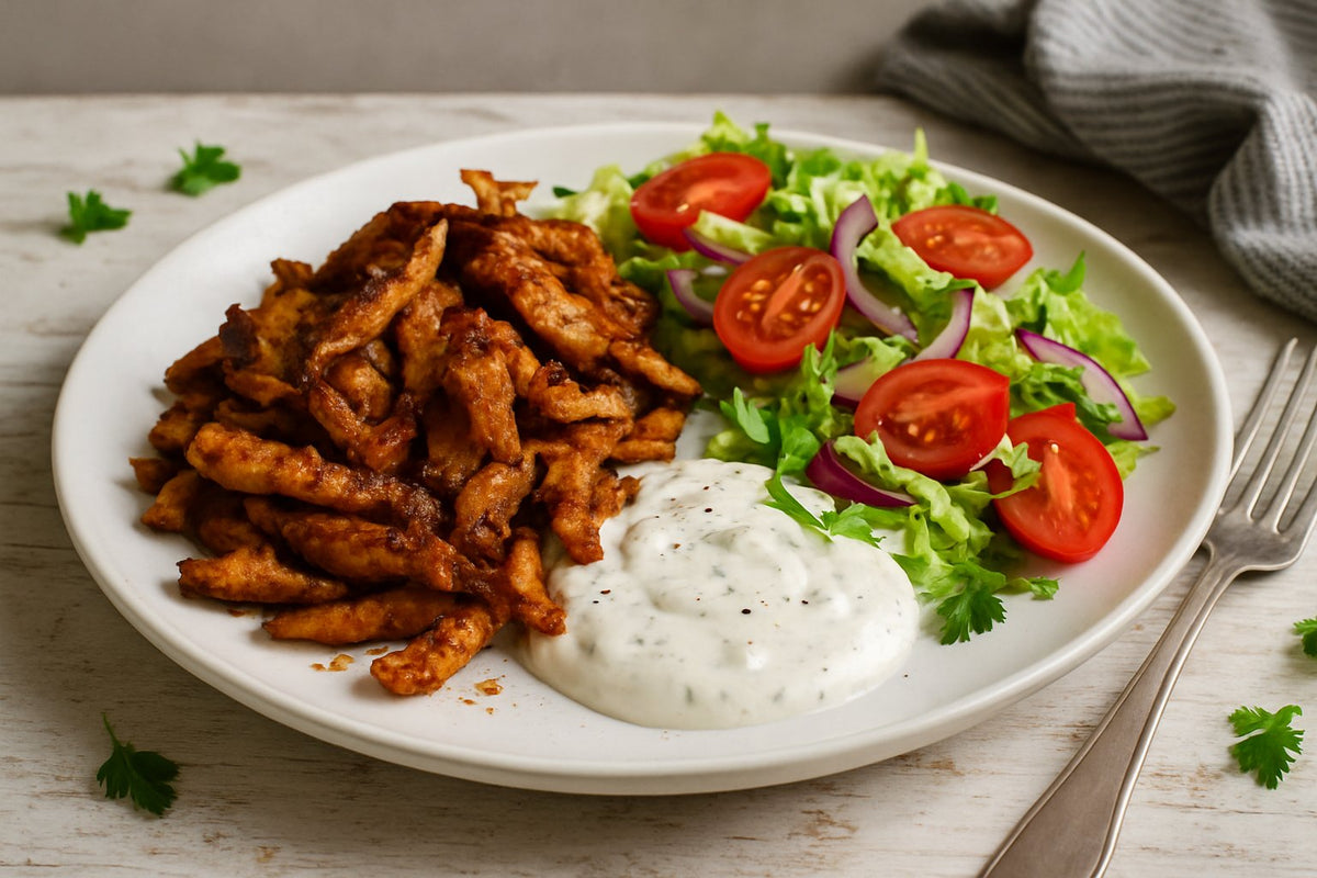 Kip döner uit de pan met knoflooksaus