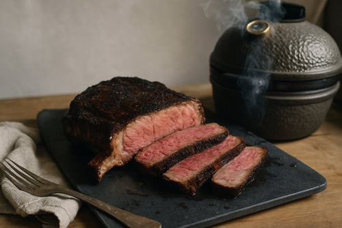 Ribeye op de kamado met rook en een goede korst