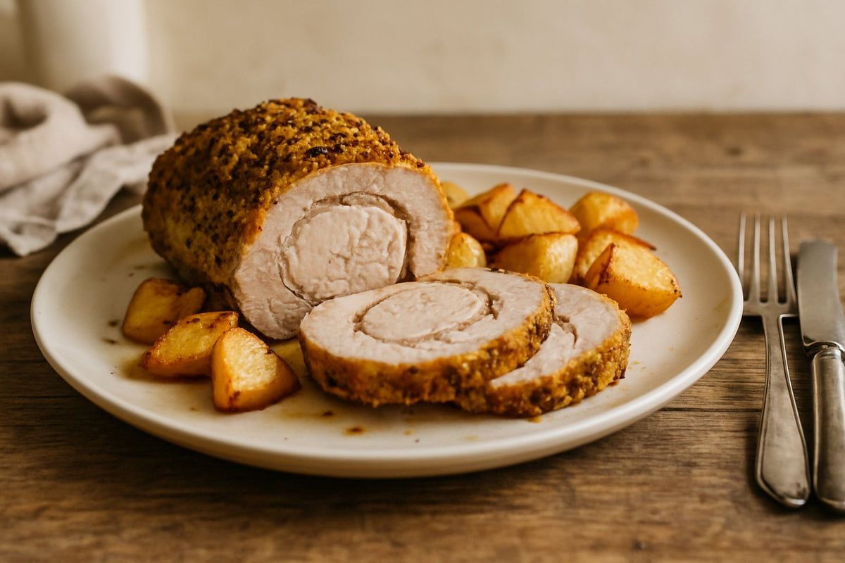 Varkensrollade met mosterdkorst