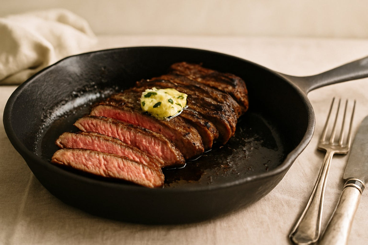 Bavette in de pan met knoflook: sappig en snel klaar