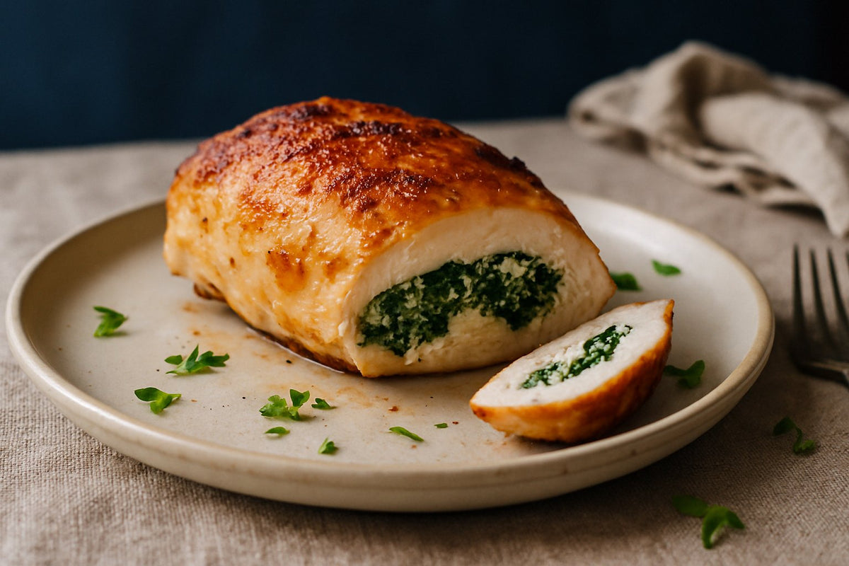 Gevulde kipfilet met spinazie en feta