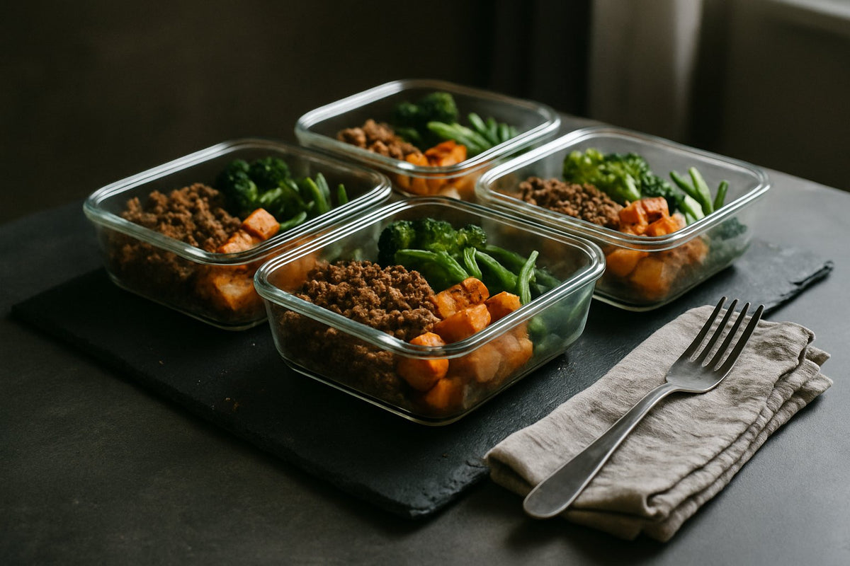 Meal prep met rundergehakt en zoete aardappel