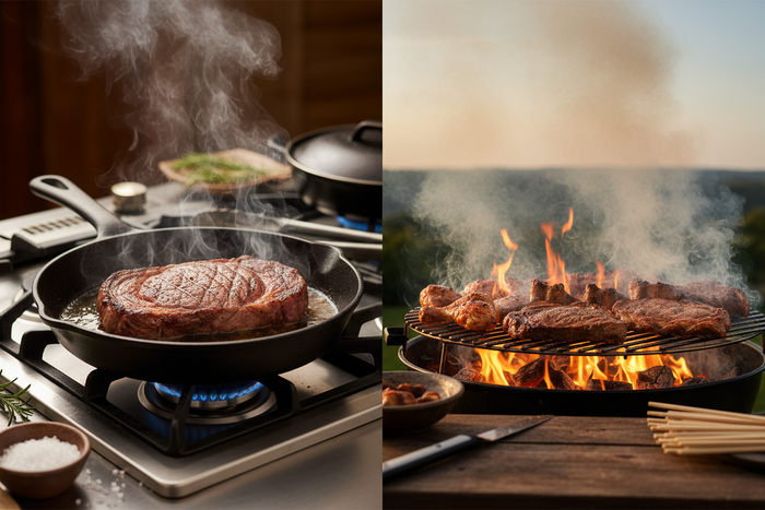 Vlees bakken in pan of BBQ? Dit is het verschil